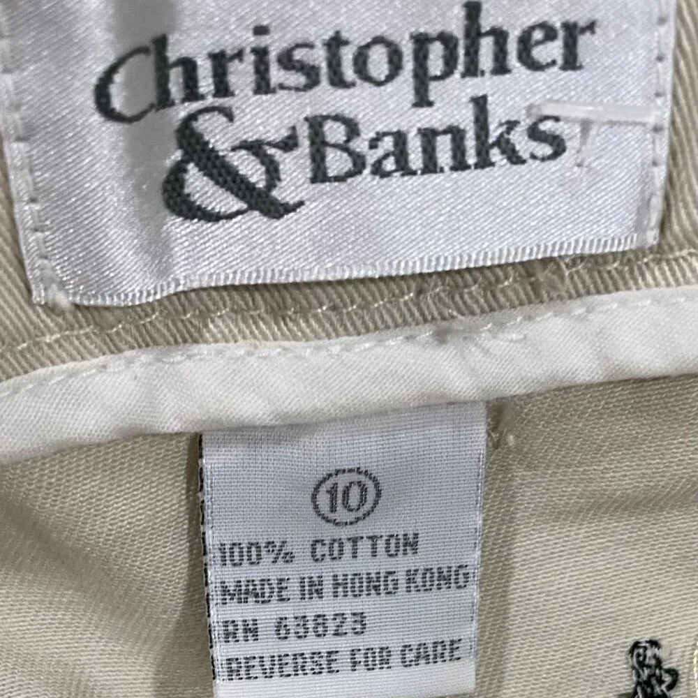 Christopher & Banks 90s Beige Cotton Embroidered Fruit A-Line Skirt Size 10 - Picture 5 of 6